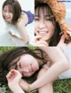 A collage of photos of a woman laying on the grass.